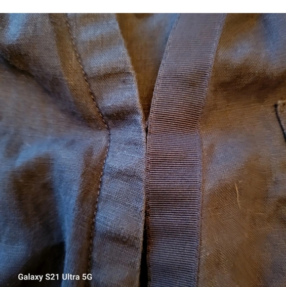 Athleta Playa Tie Top 100% Linen Wrap with Drawstring Bottom Black Size S - Picture 5 of 5